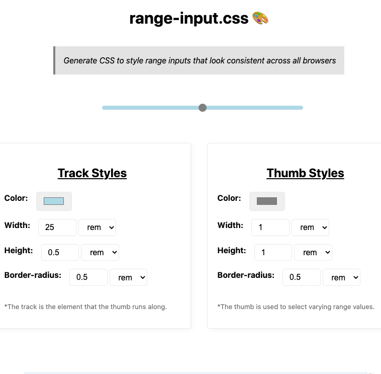 Project - Range Input CSS Generator